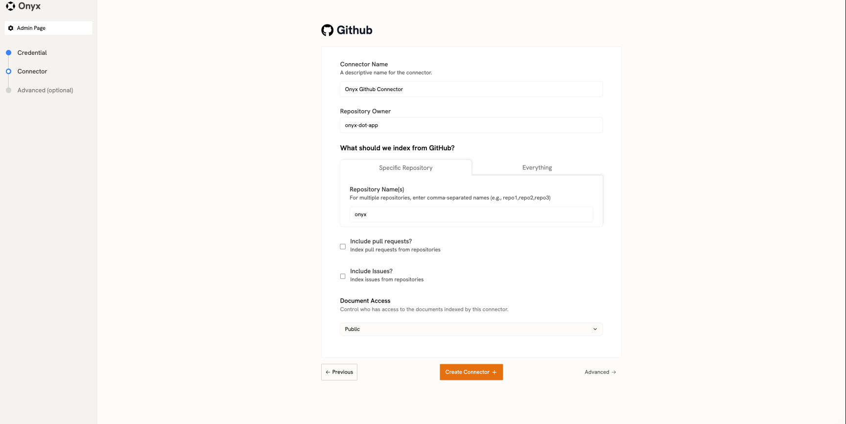 Quor GitHub connector repository configuration example